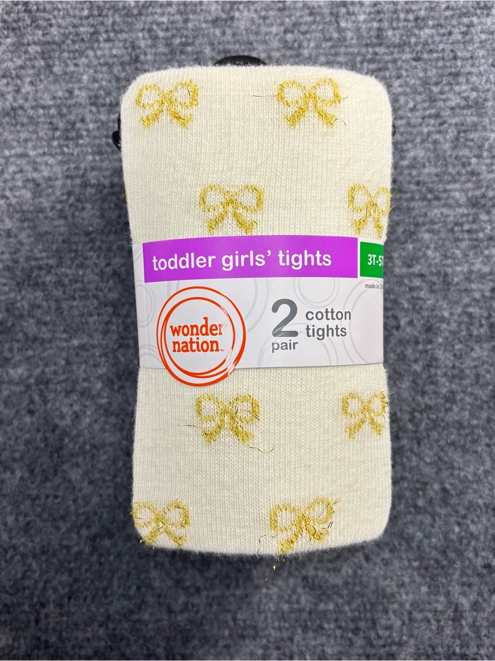 Wonder Nation Toddler Girls' Cream Tights with Gold Bows